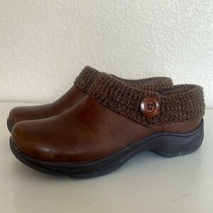 Dansko Women's Kenzi Mule Size 38 Brown Leather Knit Cuff Clog